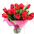 Букет из 15 красных тюльпанов с зеленью