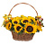 Букет из 17 подсолнухов в корзине