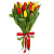 Букет из 17 красных и желтых тюльпанов