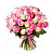 Букет из 55 белых и розовых роз Кения